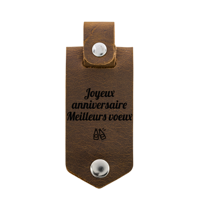 Porte-clés Photo Personnalisé en Cuir Véritable