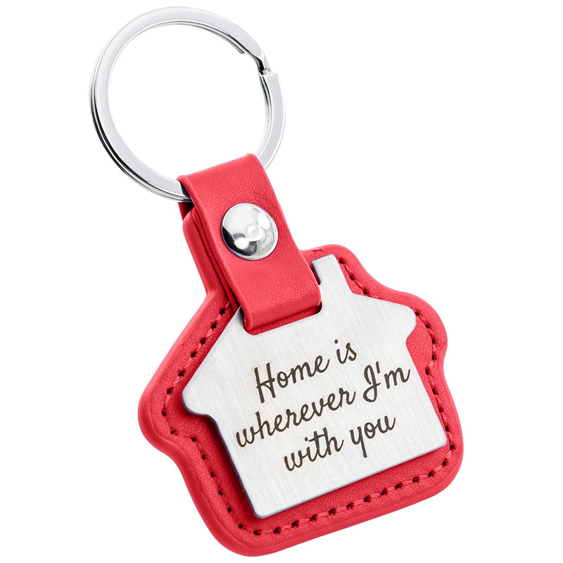 Porte-clés de Maison Gravé Personnalisé avec Cuir