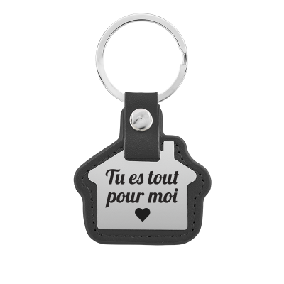 Porte-clés de Maison Gravé Personnalisé avec Cuir