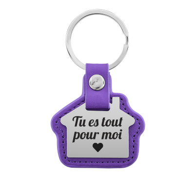 Porte-clés de Maison Gravé Personnalisé avec Cuir