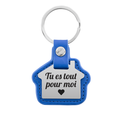Porte-clés de Maison Gravé Personnalisé avec Cuir