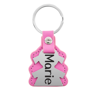 Porte-clés Fille Gravé Personnalisé avec Cuir