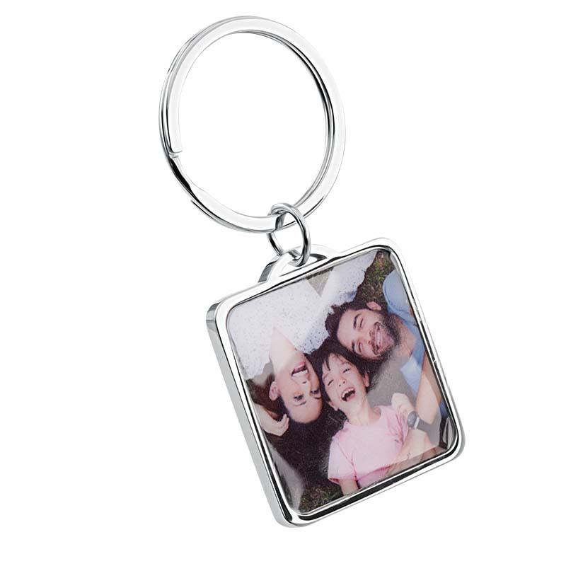 Porte-clés Luxe Carré Gravé Personnalisé avec Photo