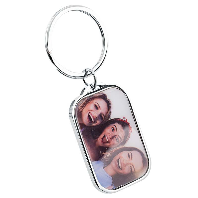 Porte-clés Luxe Rectangle Gravé Personnalisé avec Photo