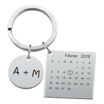 Porte-clés Carré Calendrier Gravé Personnalisé...