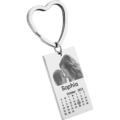 Porte-clés Gravé Photo, Texte et Calendrier