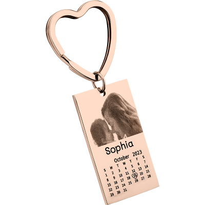 Porte-clés Gravé Photo, Texte et Calendrier
