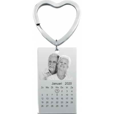 Sleutelhanger met Gegraveerde Foto en Kalender