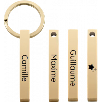 Porte-clés 3D Barre Rectangulaire Gravé
