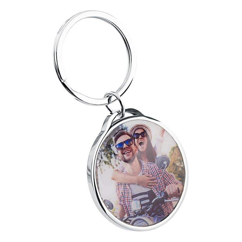 Porte-clés Luxe Rond Gravé Personnalisé avec Photo Chien ou Chat