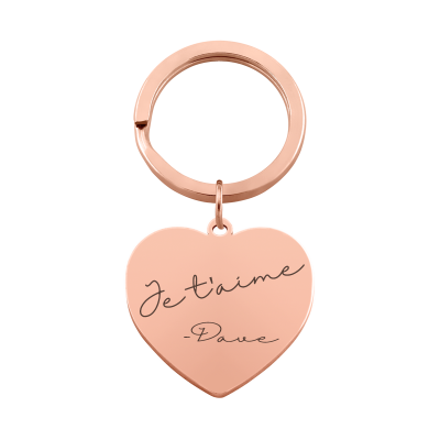 Porte-clés Cœur Texte Manuscrit Gravé Personnalisé