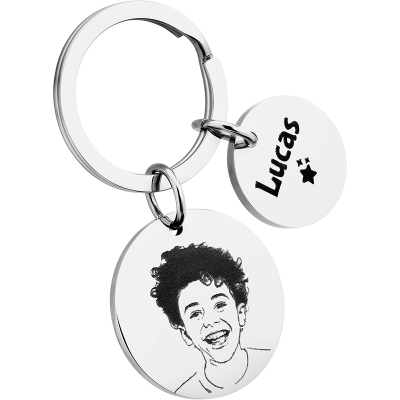 Porte-clés Rond Gravure Image-Dessin