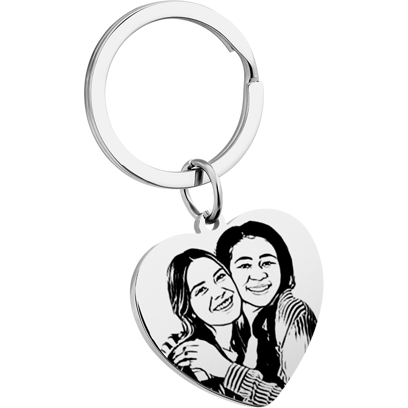 Porte-clés Cœur Gravure Image-Dessin Porte-clés Cœur Gravure Image-Dessin