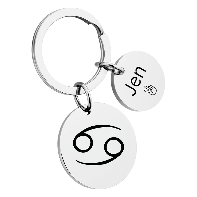 Porte-clés Rond Personnalisé avec Signe du Zodiaque