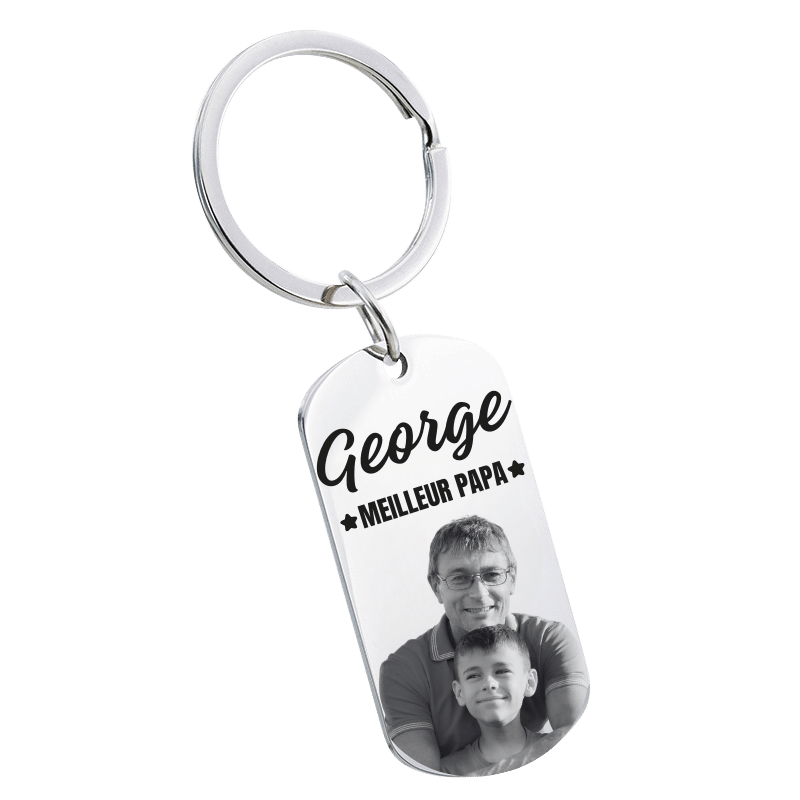 Porte-clés personnalisé avec photo gravée - Meilleur papa