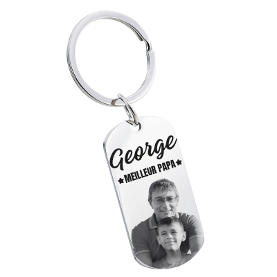 Porte-clés personnalisé avec photo gravée -...
