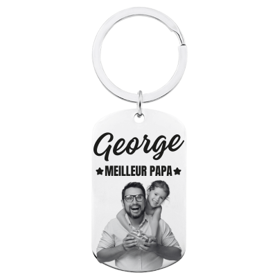 Porte-clés personnalisé avec photo gravée -...