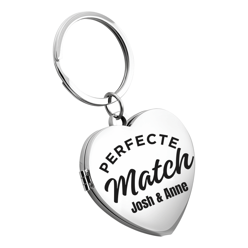 Gepersonaliseerde Sleutelhanger met Hartje voor Koppel - Perfecte Match