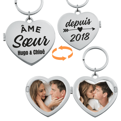 Porte-clés Personnalisé Couple en forme de Cœur...