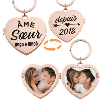 Porte-clés Personnalisé Couple en forme de Cœur...