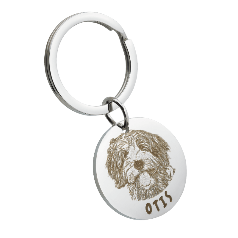 Porte-clés médaille Personnalisé avec Photo - Ajoutez la Photo et le nom de votre Chien ou de votre Chat