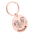 Gepersonaliseerde Sleutelhanger Familieportret in Schetsstijl – Gravure met Foto & Tekst